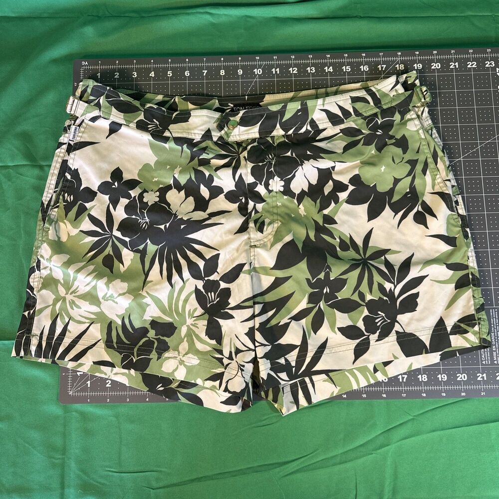 TOM FORD MID-SLIM-FIT Swim Shorts Trunks IT-56 US 46 Green Floral White XXL